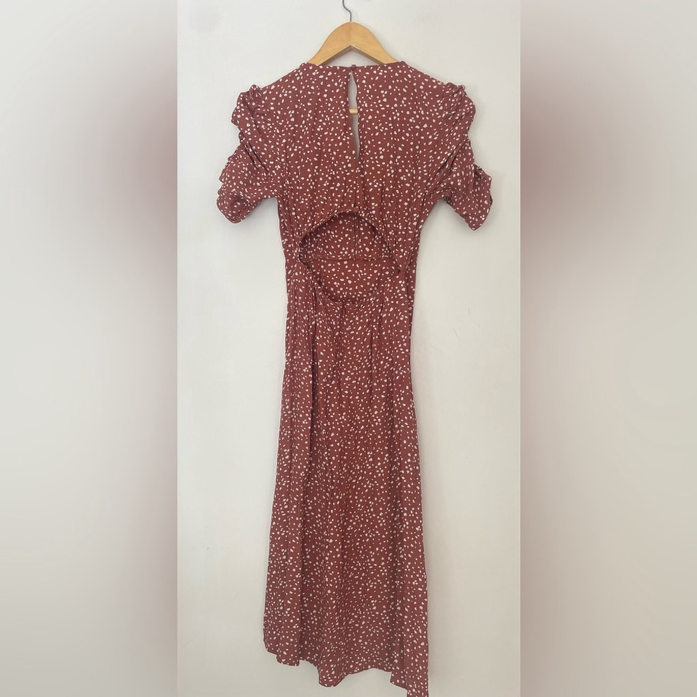 new Abercrombie & Fitch Backless Pink Floral Dress Midi Polka Dot - Picture 7 of 11